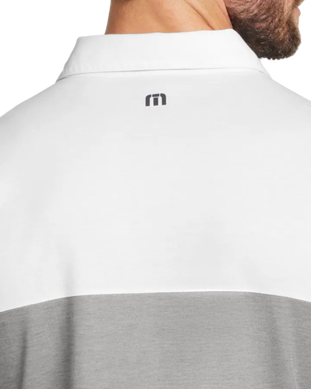 Closeup of a TM1MU414 TravisMathew Oceanside Blocked Polo
