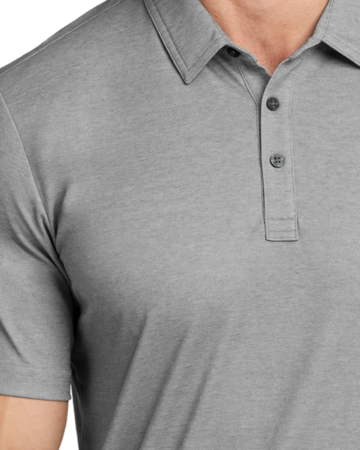 Closeup of a TM1MU412 TravisMathew Oceanside Heather Polo