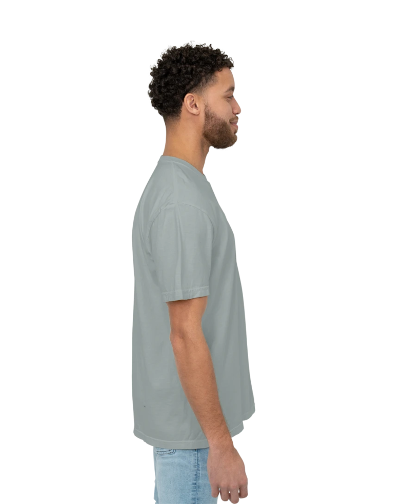 Image of a model wearing a CC1717 Comfort Colors Pigment Dyed Short Sleeve Shirt