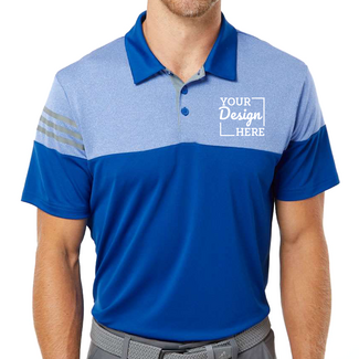 Custom Business Apparel:  A213 Adidas Heathered 3-Stripes Colorblocked Polo