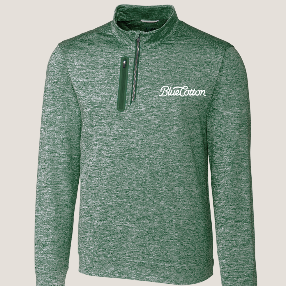 Image of MCK09404 Cutter & Buck Stealth Heathered Quarter Zip Mens Pullover