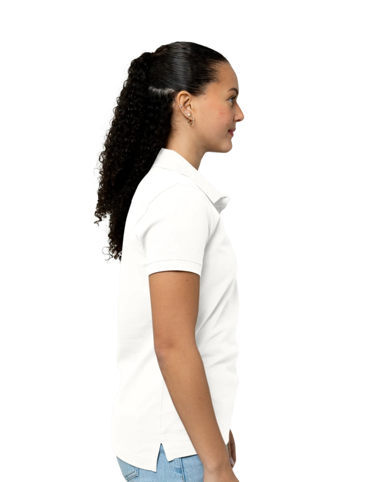 Image of a model wearing a LCK08685 Cutter & Buck Ladies Advantage Tri-Blend Pique Polo