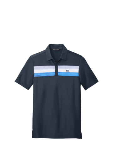 Model wearing a TM1MU416 TravisMathew Cabana Chest Stripe Polo