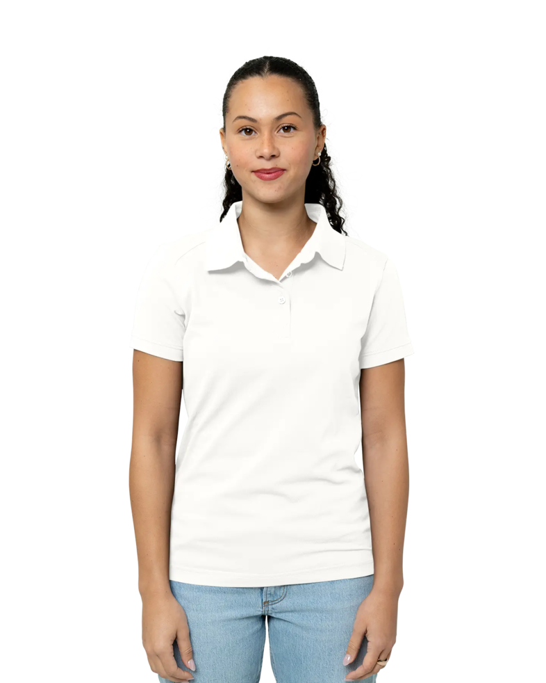 Image of a model wearing a LCK08685 Cutter & Buck Ladies Advantage Tri-Blend Pique Polo