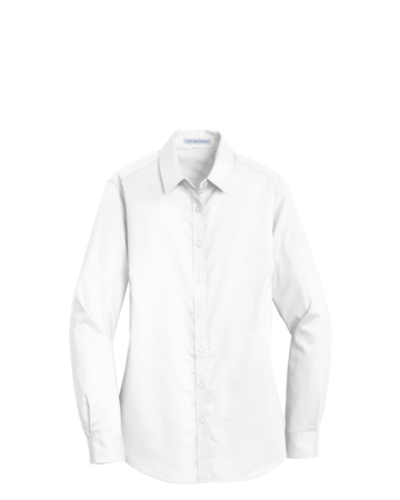 Model wearing a L663 Port Authority Ladies SuperPro Twill Shirt