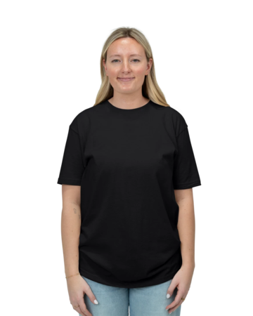 Model wearing a NL6210 Next Level Unisex CVC Crew Tee