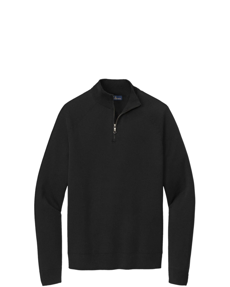 Image of a model wearing a BB18402 Brooks Brothers® Cotton Stretch 1/4-Zip Sweater