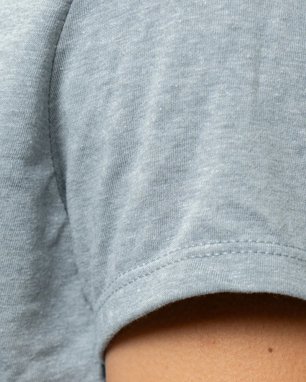 Closeup of a DM130L District Ladies Perfect Tri-Blend Crew Tee