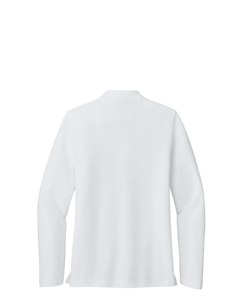 Image of a model wearing a L500LS Port Authority Ladies' Silk Touch Long Sleeve Polo
