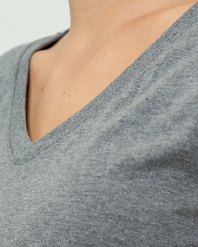 Closeup of a DM1350L District Women's Perfect Tri-Blend V-Neck Tee