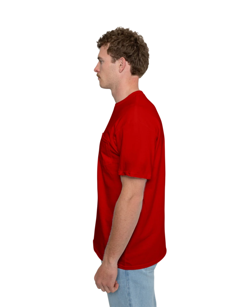 Image of a model wearing a 2300 Gildan Ultra Cotton Pocket Tee