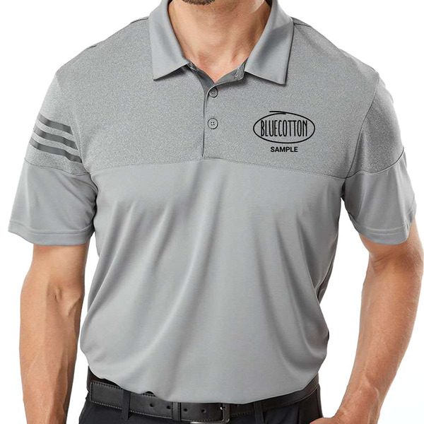 A213 Adidas Heathered 3-Stripes Colorblocked Polo