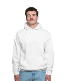 Image of a model wearing 18500 Gildan Blend Pullover Hooded Sweatshirt