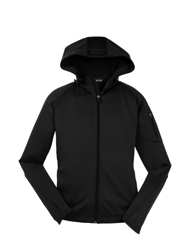 Image of a model wearing a L248 Sport-Tek Ladies Tech Fleece Full-Zip Hooded Jacket