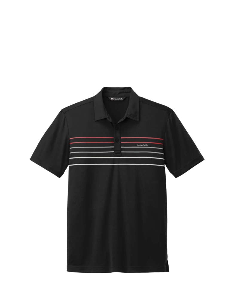 Image of a model wearing a TM1MY400 TravisMathew Coto Performance Chest Stripe Polo