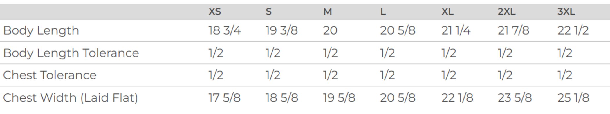 Size chart for a 1580 Next Level Women's Ideal Crop Tee