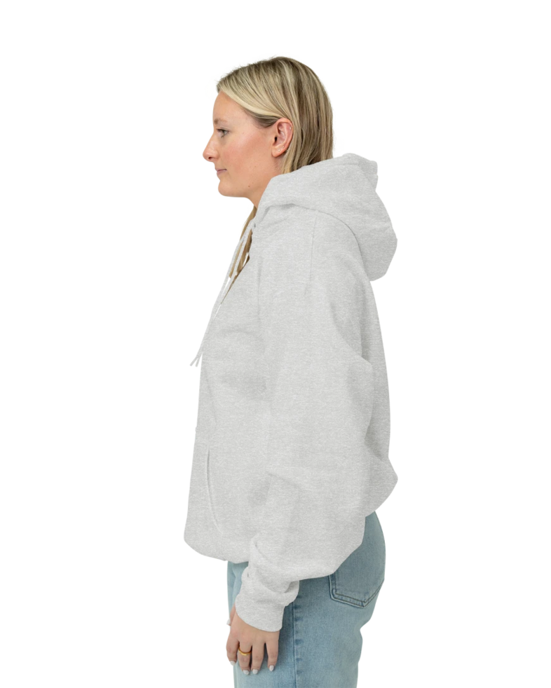 Image of a model wearing a PC90H Port & Company Essential Fleece Pullover Hooded Sweatshirt