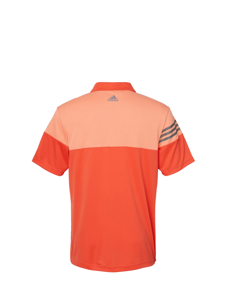 Image of a model wearing a A213 Adidas Heathered 3-Stripes Colorblocked Polo