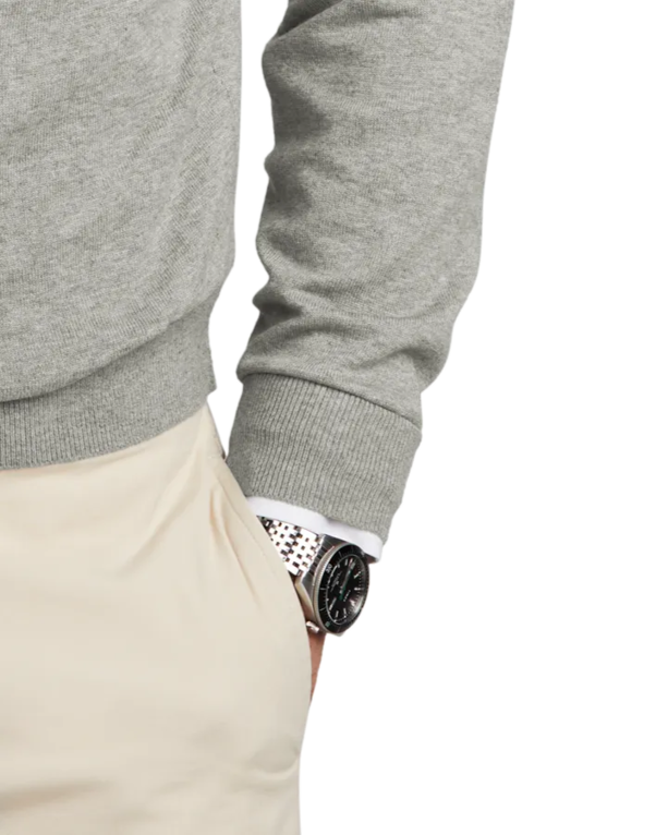 Closeup of a BB18400 Brooks Brothers® Cotton Stretch V-Neck Sweater