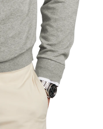 Closeup of a BB18400 Brooks Brothers® Cotton Stretch V-Neck Sweater