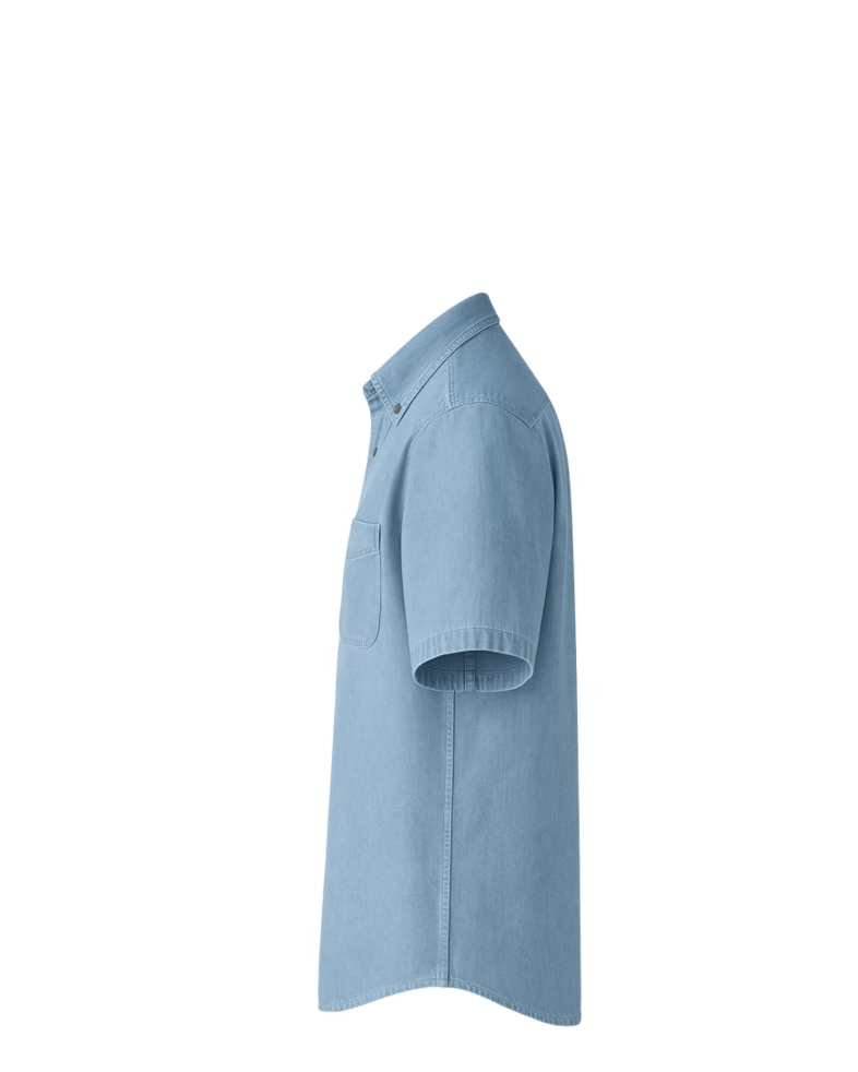 Image of a model wearing a SP11 Port & Company Short Sleeve Value Denim