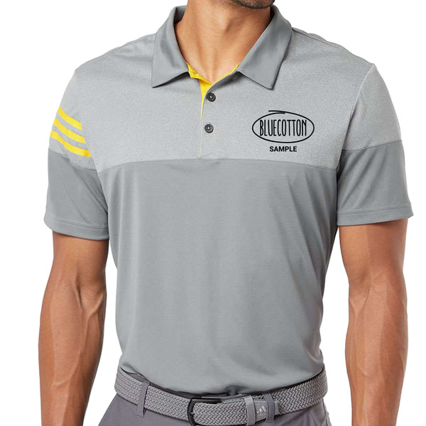 A213 Adidas Heathered 3-Stripes Colorblocked Polo