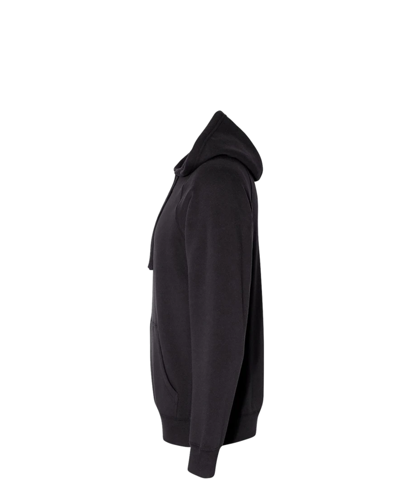 Image of a model wearing a PRM33SBP Independent Trading Co. Unisex Special Blend Raglan Hooded Sweatshirt