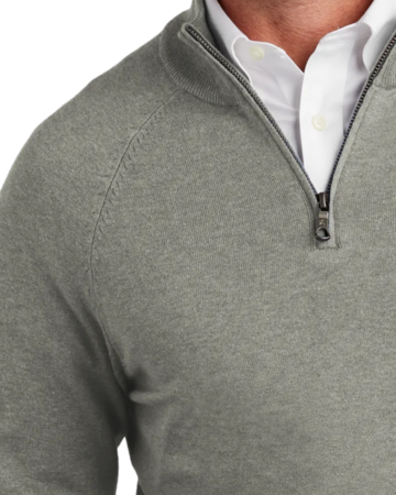 Closeup of a BB18402 Brooks Brothers® Cotton Stretch 1/4-Zip Sweater