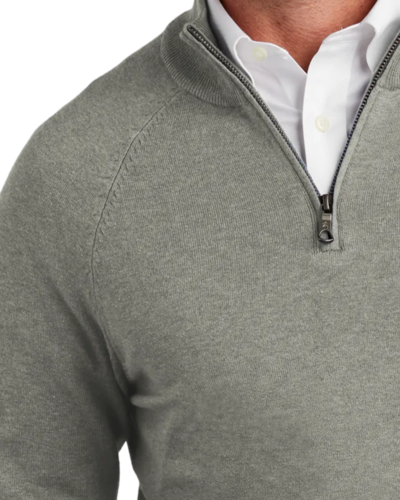 Closeup of a BB18402 Brooks Brothers® Cotton Stretch 1/4-Zip Sweater