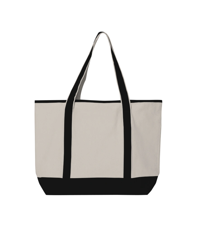 Image of a model wearing a Q1500 Q-Tees 34.6L Large Canvas Deluxe Tote