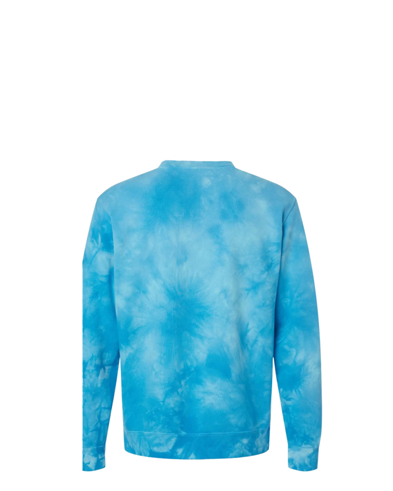 Image of a model wearing a PRM3500TD Independent Trading Co. Unisex Midweight Tie-Dyed Sweatshirt