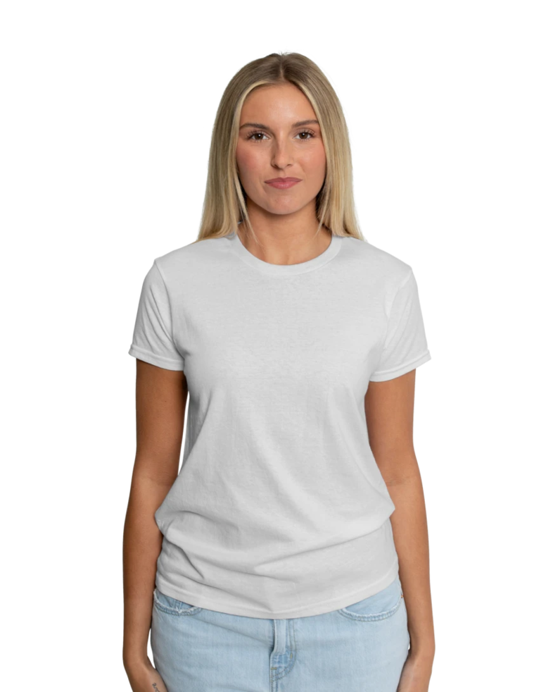 Image of a model wearing a 2000L Gildan Ladies' Ultra Cotton Tee