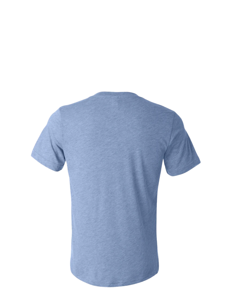 Image of a model wearing a 3415C Bella + Canvas Unisex Tri-Blend Short-Sleeve V-Neck T-Shirt