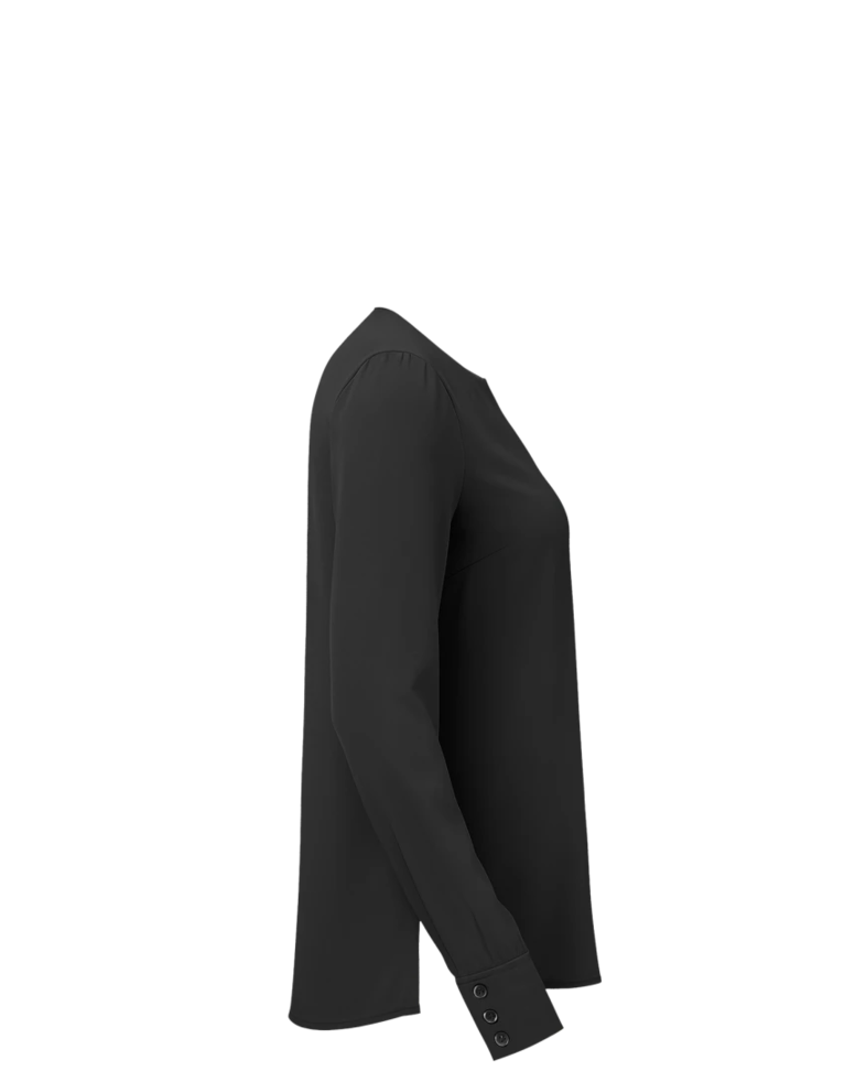 Image of a model wearing a BB18009 Brooks Brothers® Women’s Open-Neck Satin Blouse