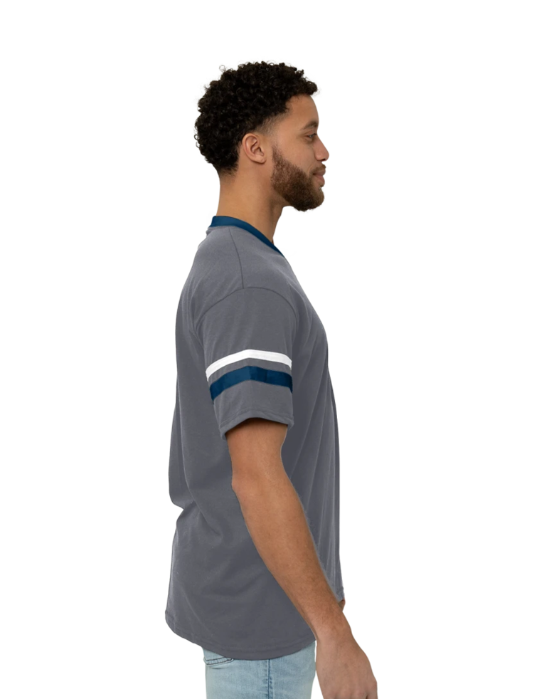 Image of a model wearing a 360 Augusta Double Sleeve Stripe Jersey