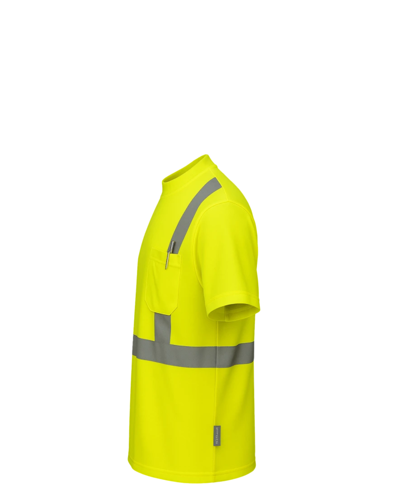 Image of a model wearing a S190 Portwest Hi-Vis Pocket T-Shirt