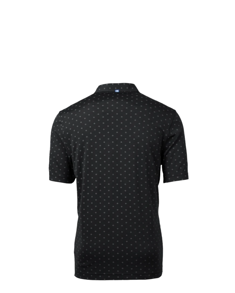 Image of a model wearing a MCK01170 Cutter & Buck Virtue Eco Pique Tile Print Recycled Mens Polo