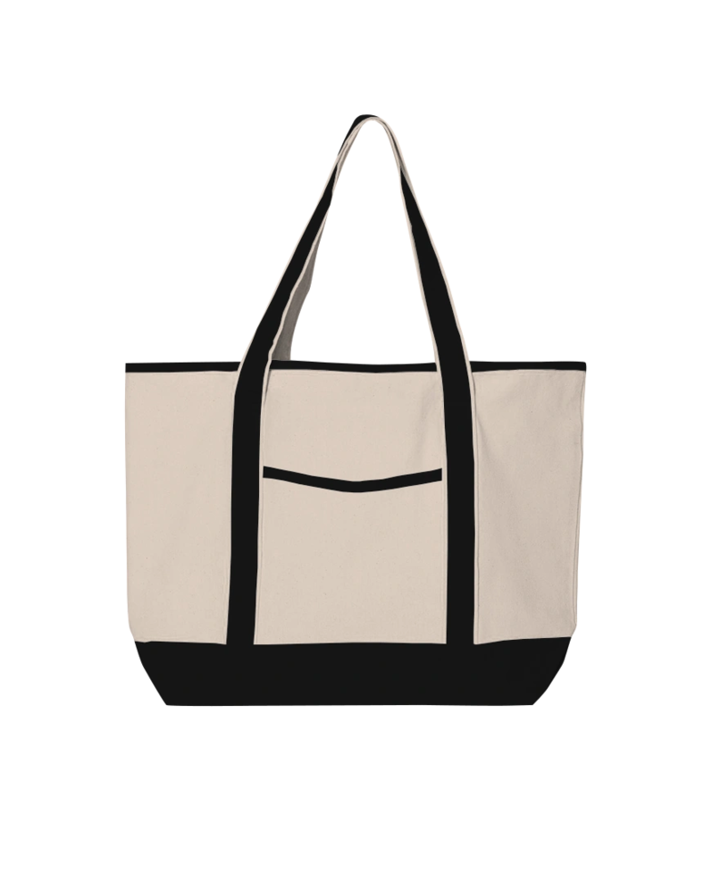 Image of a model wearing a Q1500 Q-Tees 34.6L Large Canvas Deluxe Tote