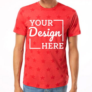 Short Sleeve T-Shirts:  3929 Code Five Star Print Tee