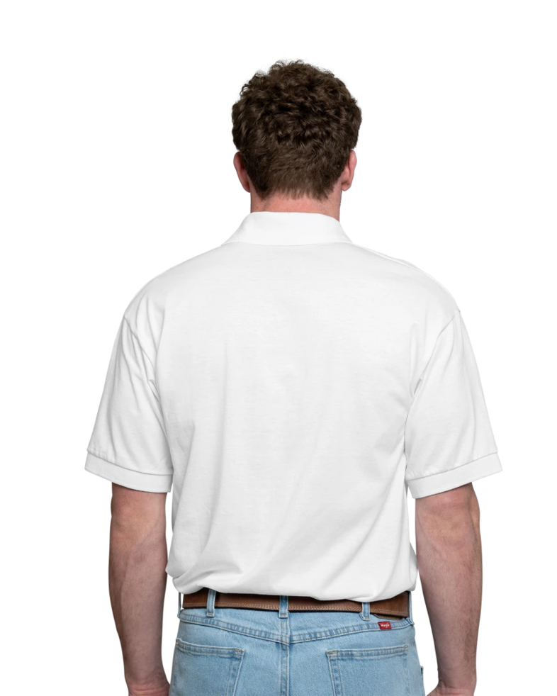 Image of a model wearing a 8800 Gildan 5.6 oz. DryBlend 50/50 Jersey Polo