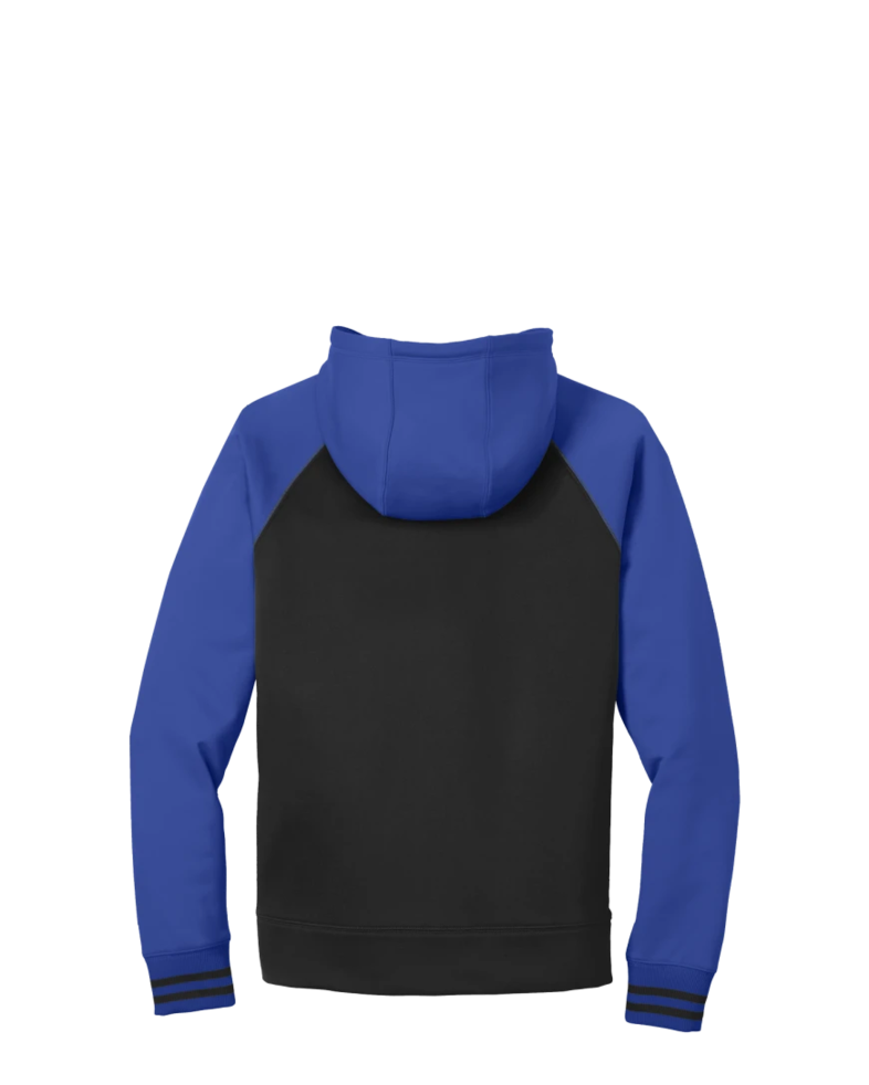 Image of a model wearing a ST236 Sport-Tek Sport-Wick Varsity Fleece Full-Zip Hooded Jacket