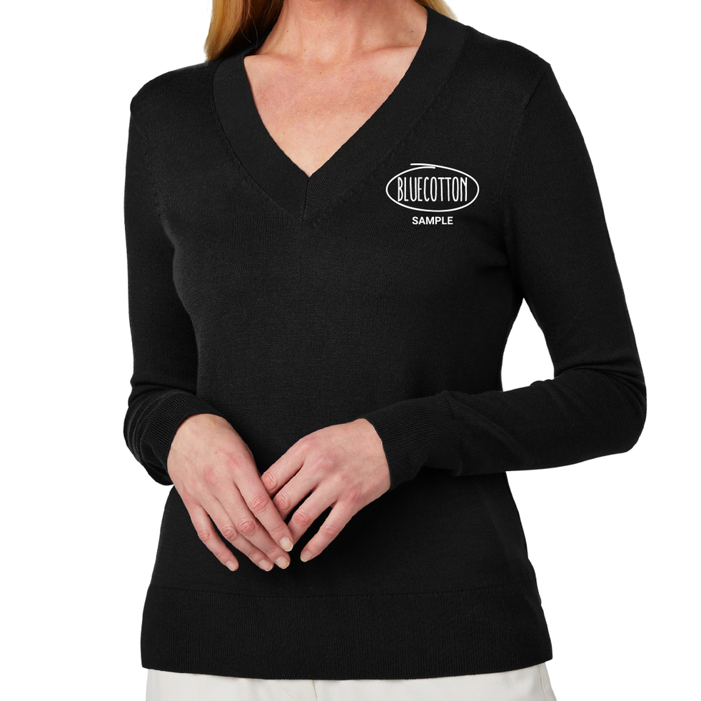 Image of BB18401 Brooks Brothers® Women’s Cotton Stretch V-Neck Sweater