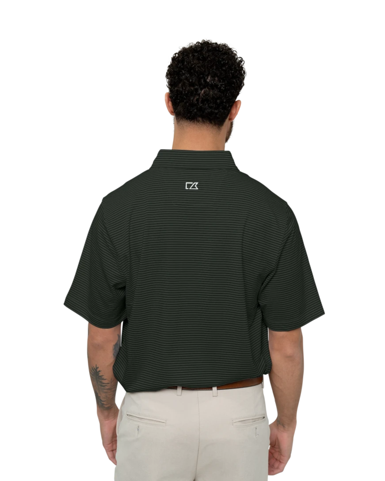 Image of a model wearing a MCK00144 Cutter & Buck Forge Pencil Stripe Stretch Mens Polo
