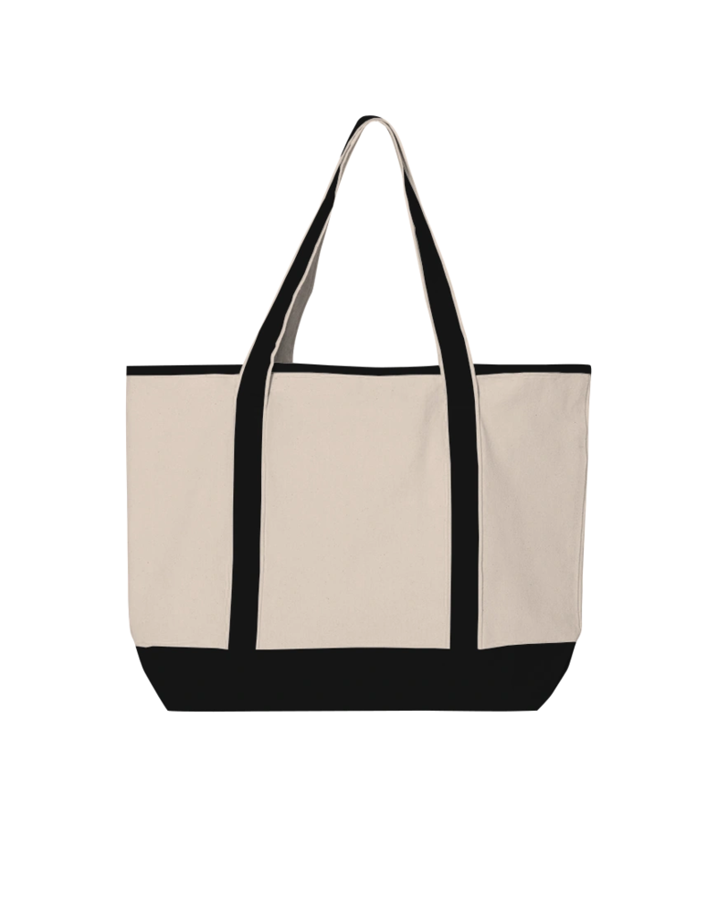 Image of a model wearing a Q1500 Q-Tees 34.6L Large Canvas Deluxe Tote