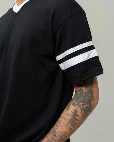 Closeup of a 360 Augusta Double Sleeve Stripe Jersey