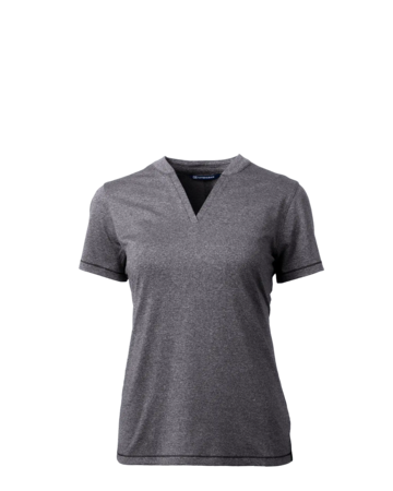 Model wearing a LCK00153 Cutter & Buck Forge Heathered Stretch Womens Blade Top