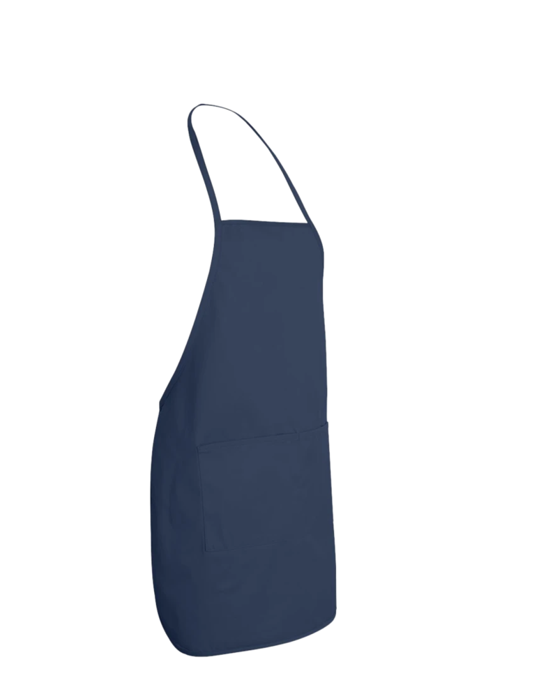 Image of a model wearing a 5505 Liberty Bags Medium-Length Butcher Block Apron