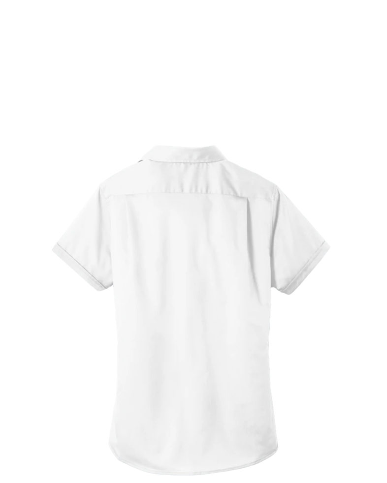 Image of a model wearing a L664 Port Authority Ladies Short Sleeve SuperPro Twill Shirt