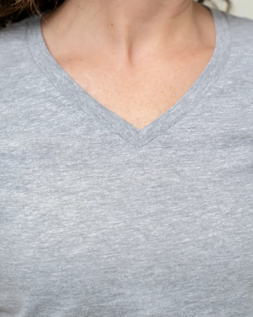 Closeup of a 64V00L Gildan Softstyle® Women’s V-Neck T-Shirt