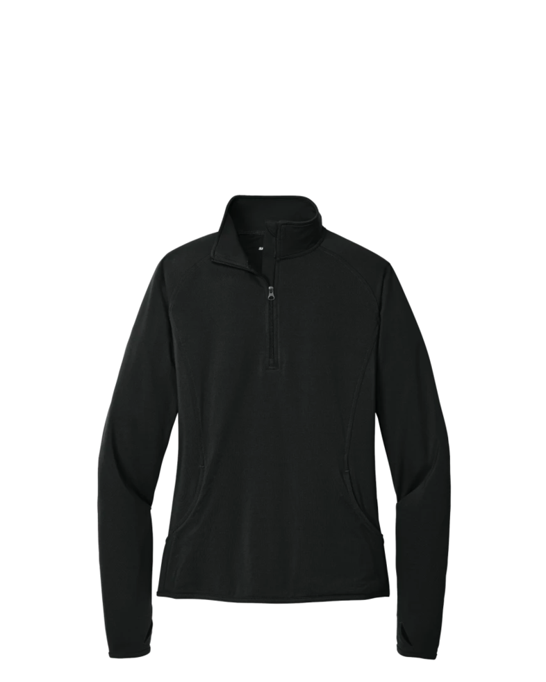 Image of a model wearing a LST850 Sport-Tek Ladies Sport-Wick Stretch 1/2-Zip Pullover